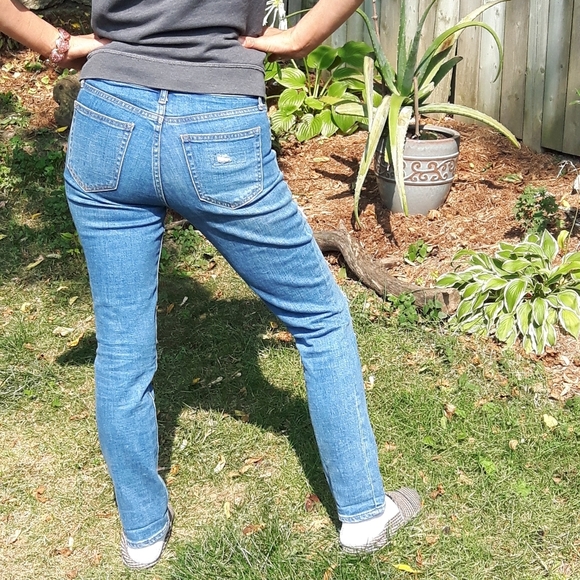 💜 size 26R Gap distressed plaid patched jeans 👖 - Picture 5 of 14